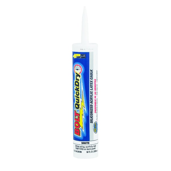 White Lightning Bolt Quick Dry White Siliconized Latex Caulk 10 oz